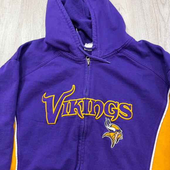 Vintage Minnesota Vikings Full Zip Hoodie Men's 2XL Purple Yellow Football y2k - Picture 3 of 8